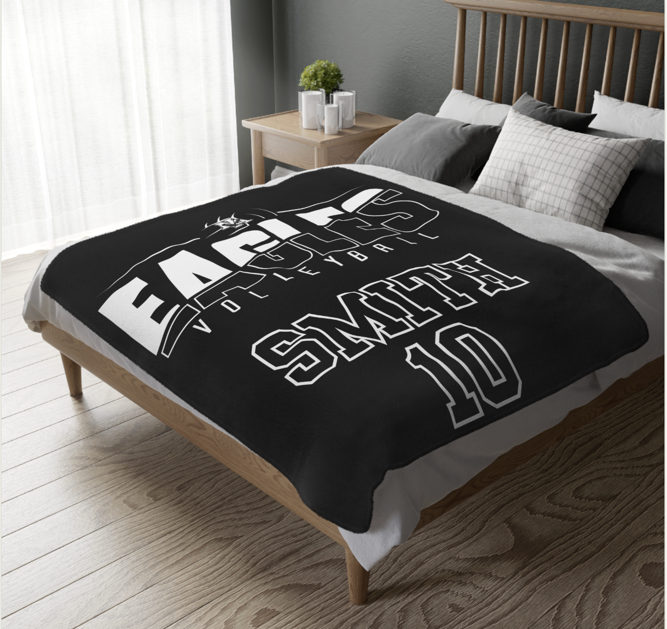 CUSTOMIZED Choose your Graphic Super Soft Reversible Velveteen Microfiber Blanket (Two-sided print) - New Albany Volleyball