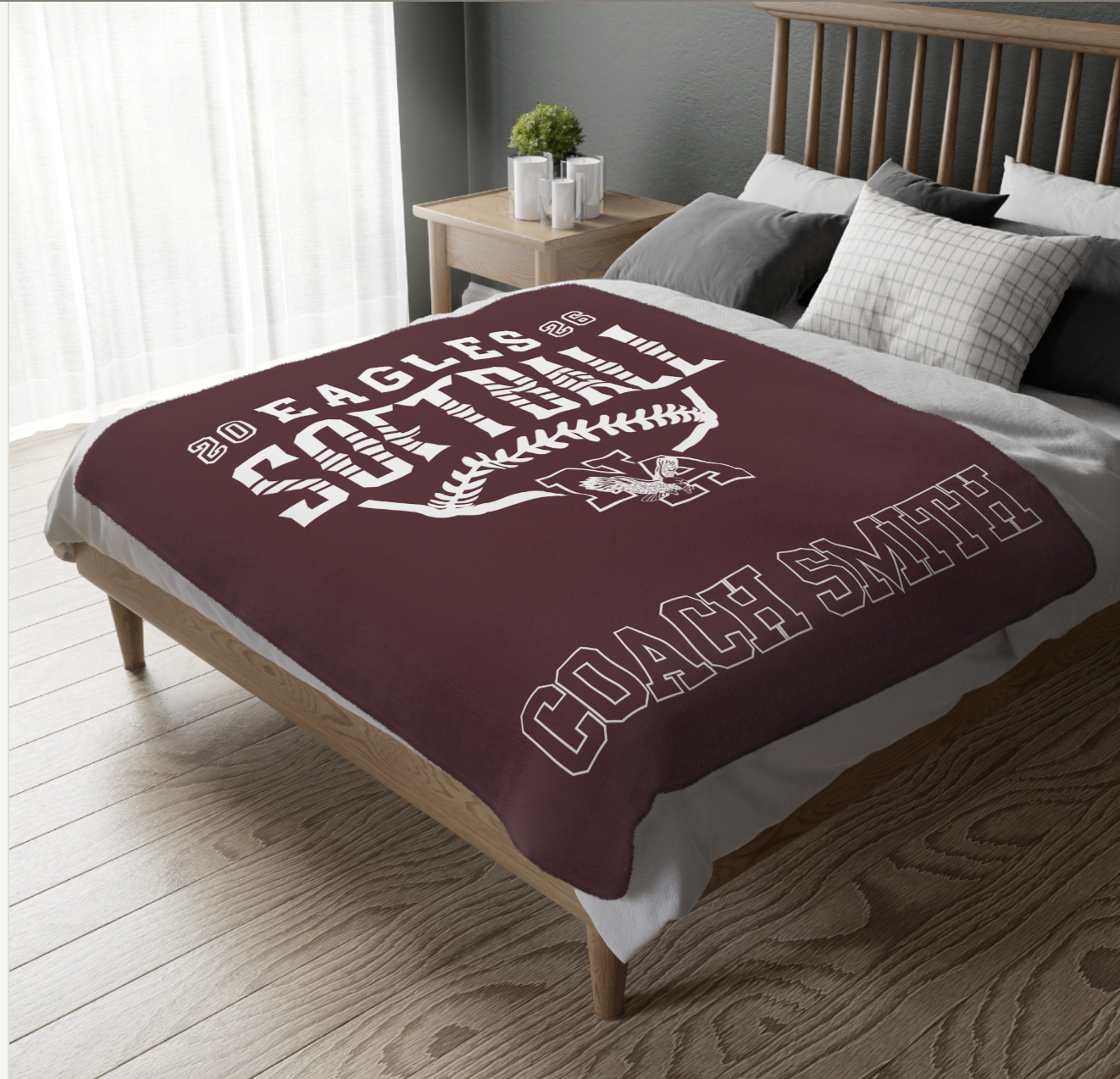 CUSTOMIZED Choose your Graphic Super Soft Reversible Velveteen Microfiber Blanket (Two-sided print) - New Albany SOFTBALL