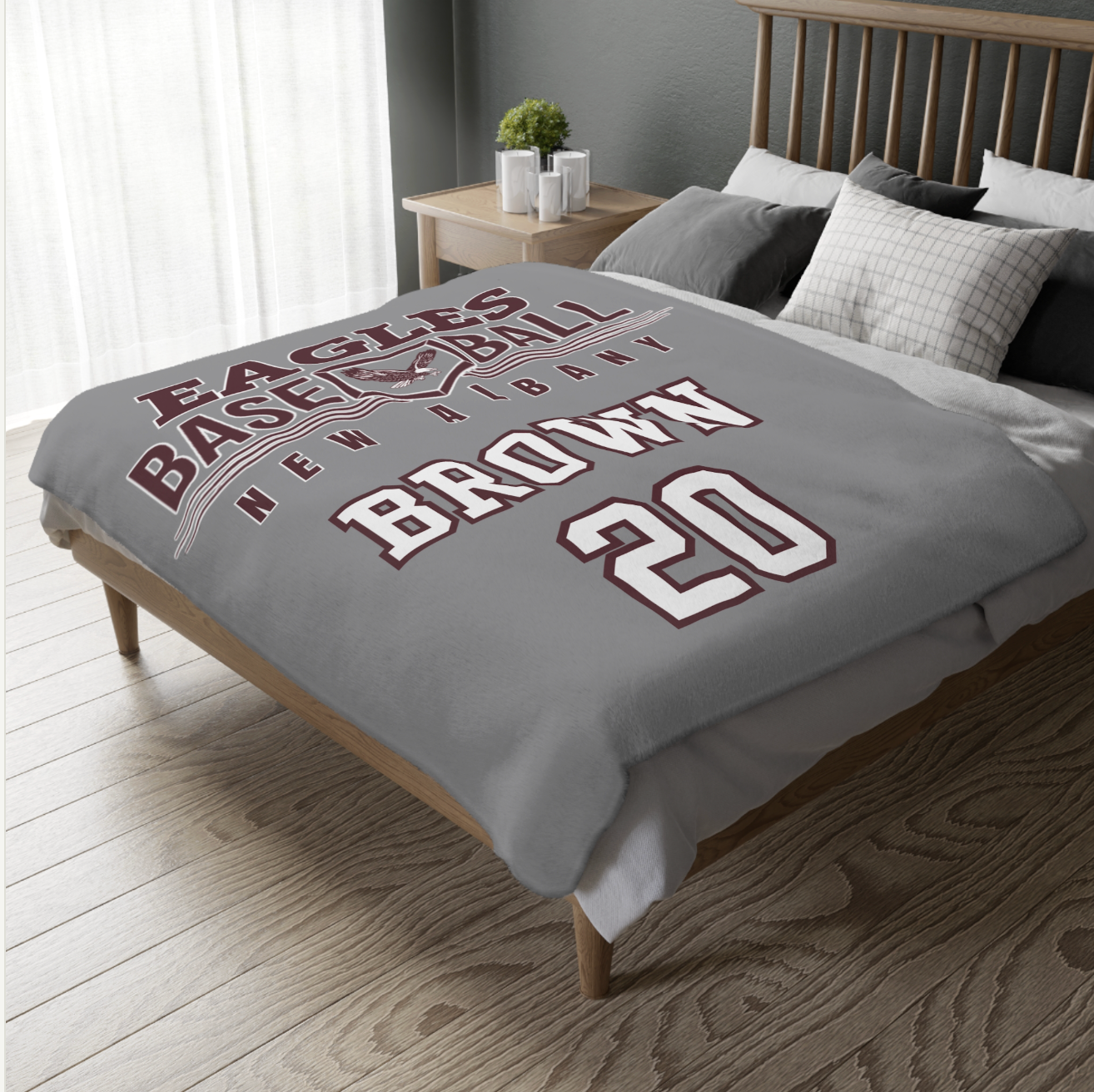 CUSTOMIZED Choose your Graphic Super Soft Reversible Velveteen Microfiber Blanket (Two-sided print) - New Albany BASEBALL