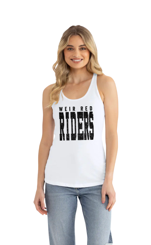 Women's Weir Red Riders Distressed Enlarged Graphic Next Level Racerback Tank