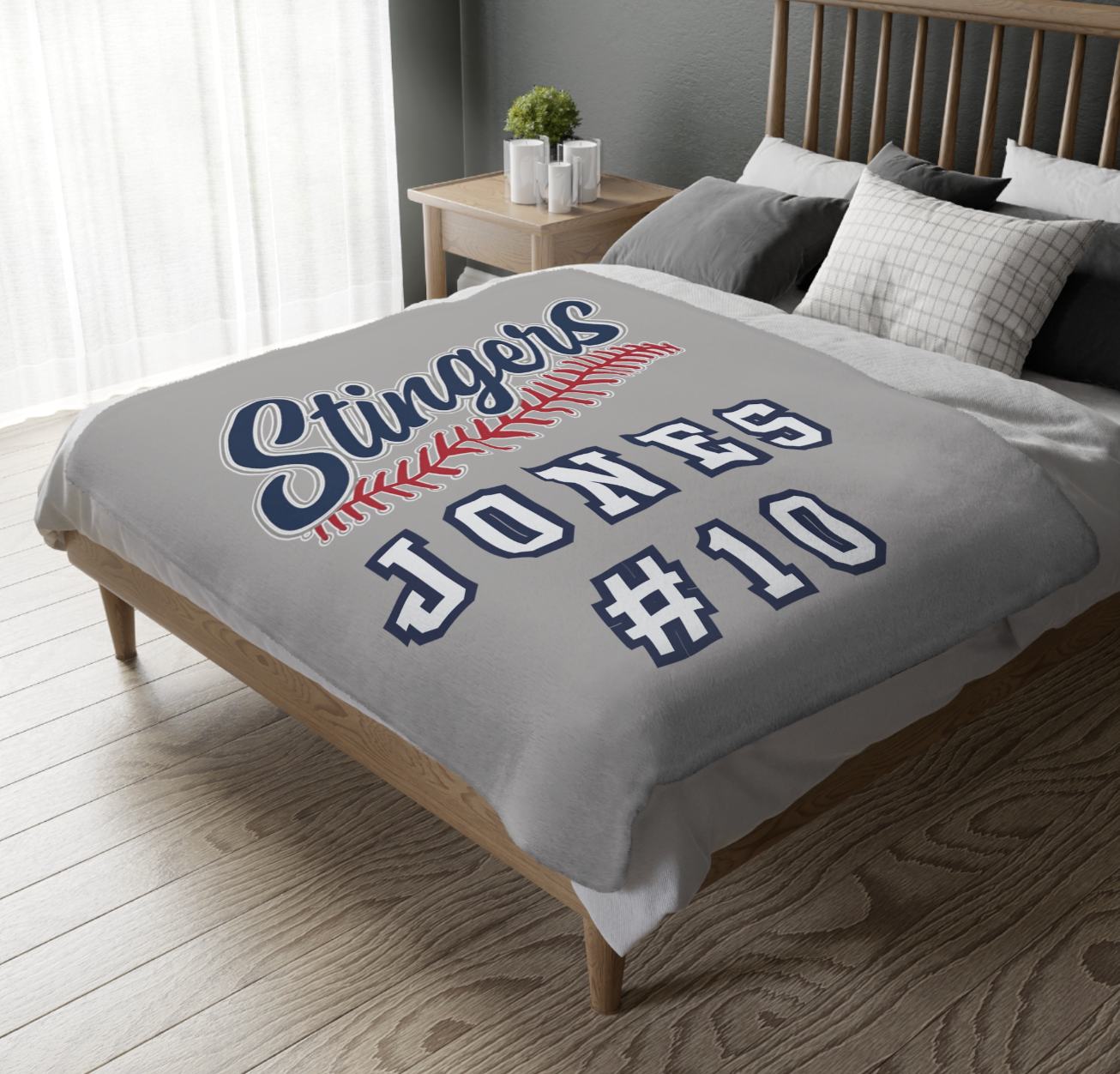 CUSTOMIZED Choose your Graphic Super Soft Reversible Velveteen Microfiber Blanket (Two-sided print) - Stingers Softball