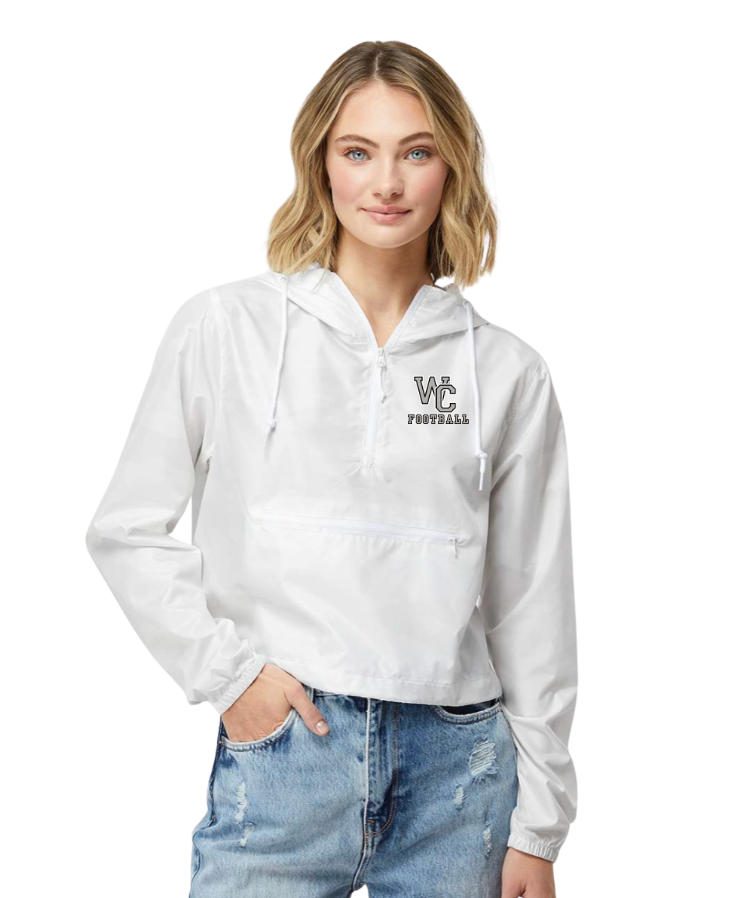 Women's Westerville Central Logo Lightweight Pullover White Camo Crop Windbreaker