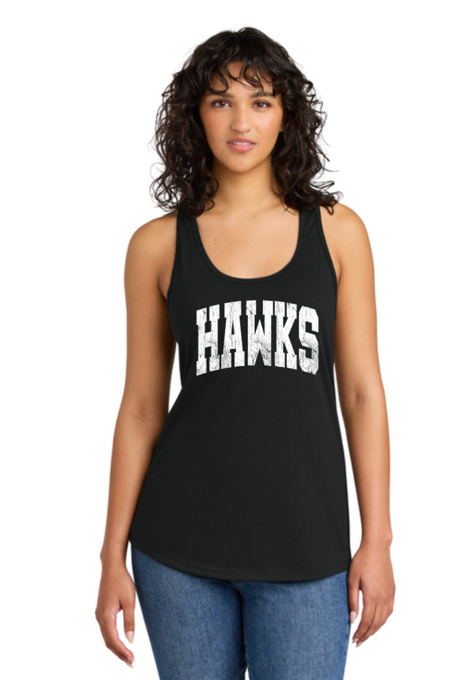 Women's Westerville Central Distressed Oversized Hawks Graphic Next Level Racerback Tank