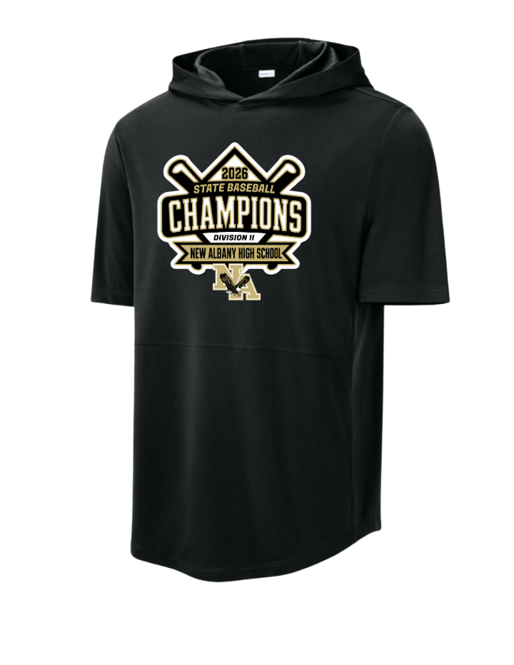 Adult Unisex NAHS Baseball Official 2026 STATE CHAMPION Short Sleeve Hooded Performance Tee