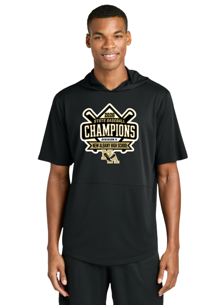 Adult Unisex NAHS Baseball Official 2026 STATE CHAMPION Short Sleeve Hooded Performance Tee