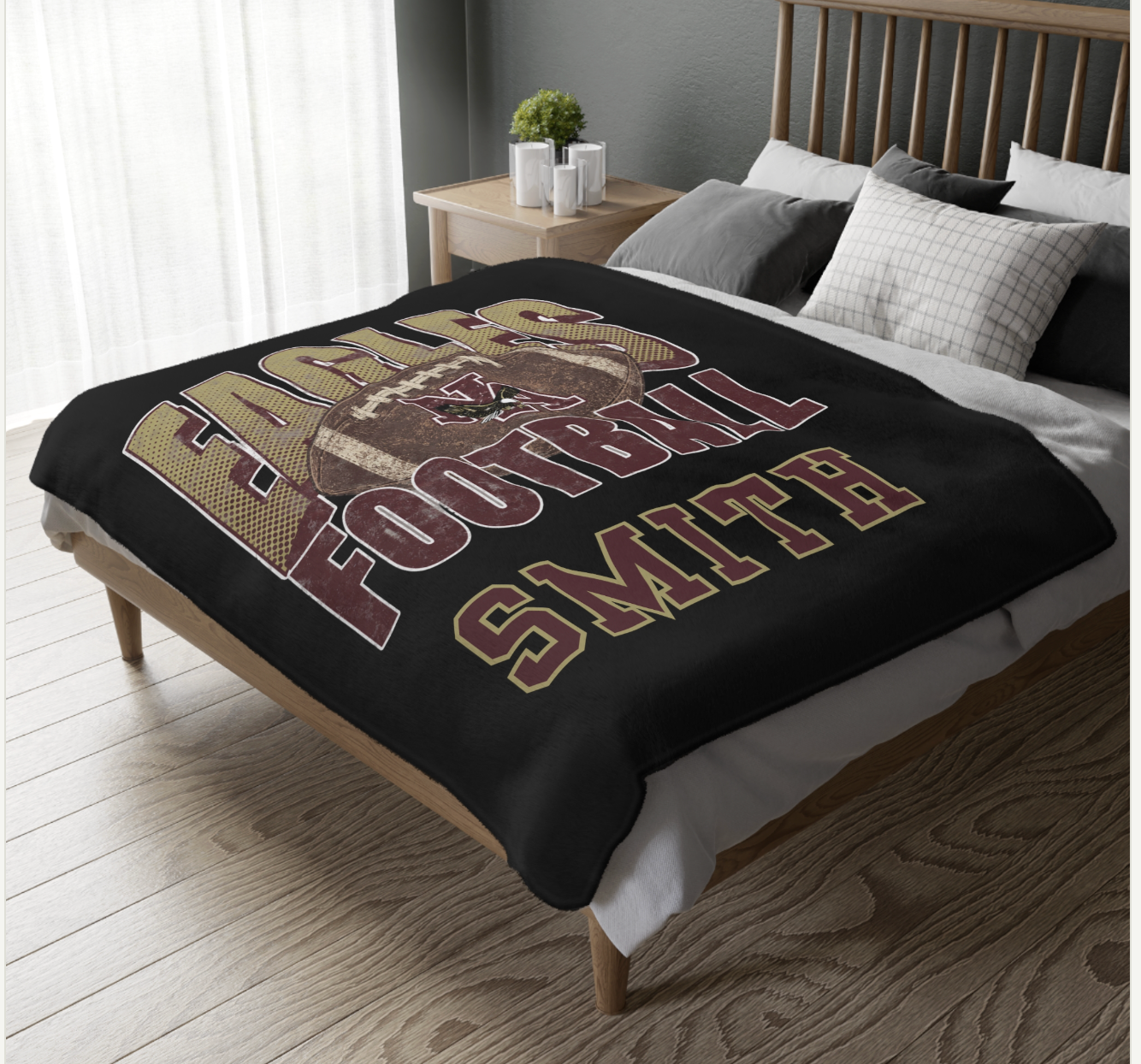 CUSTOMIZED Choose your Graphic Super Soft Reversible Velveteen Microfiber Blanket (Two-sided print) - New Albany Flag Football