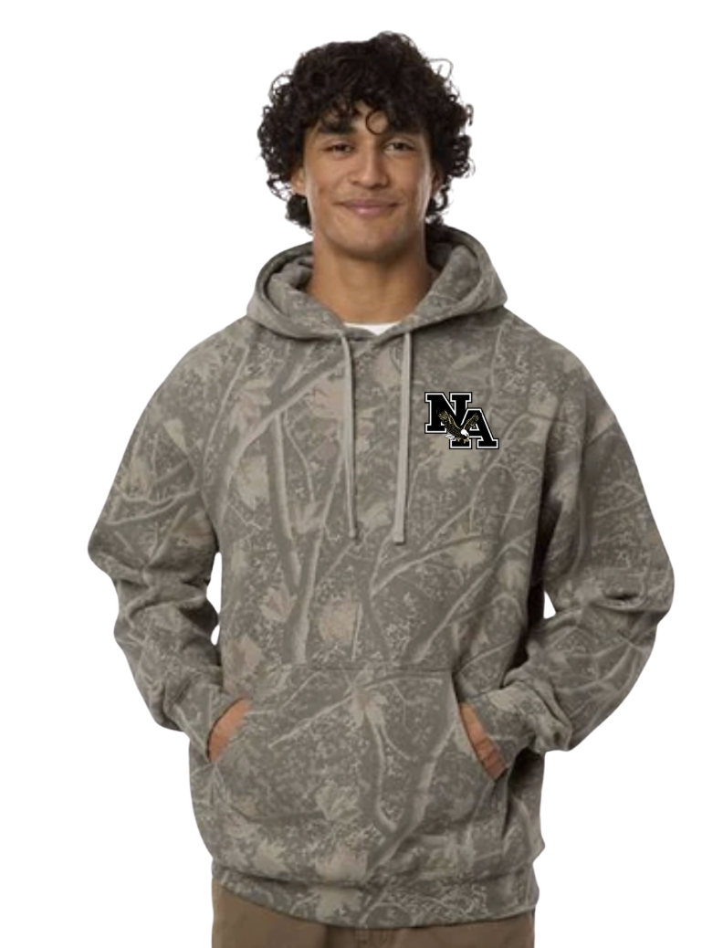 Adult Unisex Deadwood Camo Print Heavyweight Hooded Sweatshirt with NA Logo