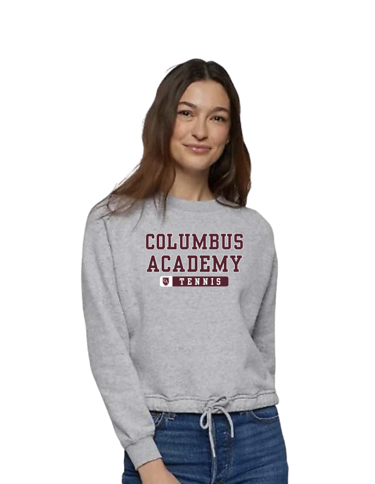 Women's Columbus Academy Tennis Graphic Boxy Fleece Crewneck Sweatshirt