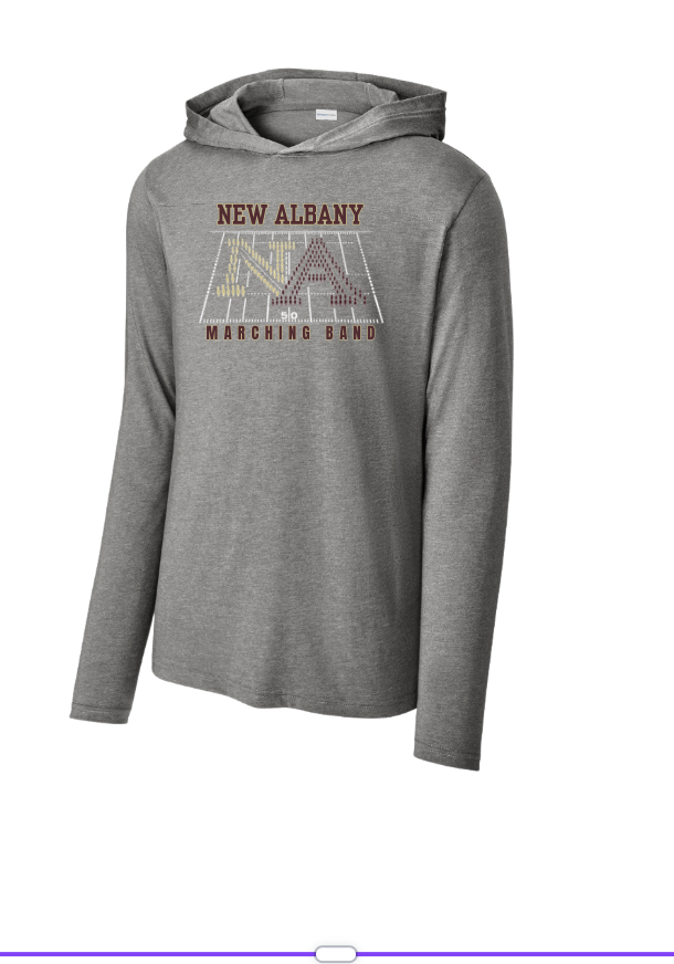 Adult Unisex New Albany Band Field Formation Graphic Sport-Tek® Halftime Long Sleeve Hoodie Tee