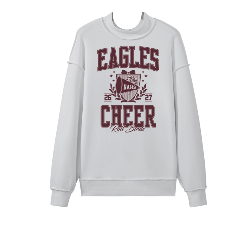 Adult Unisex New Albany Eagles Cheer Crest Graphic Oversize Mock Neck Sweatshirt