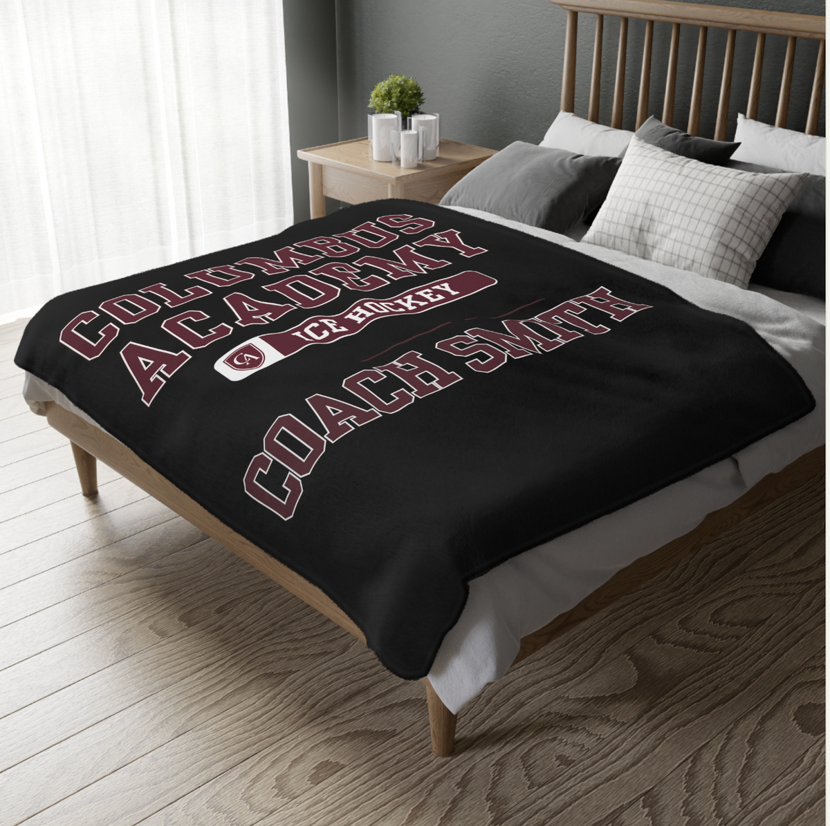 CUSTOMIZED Choose your Graphic Super Soft Reversible Velveteen Microfiber Blanket (Two-sided print) - Columbus Academy Winter Sports