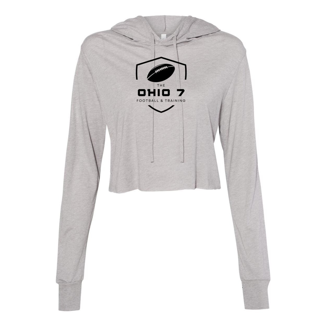 Women’s The Ohio 7 Black Logo Super Soft Cropped Long Sleeve Hooded Tee