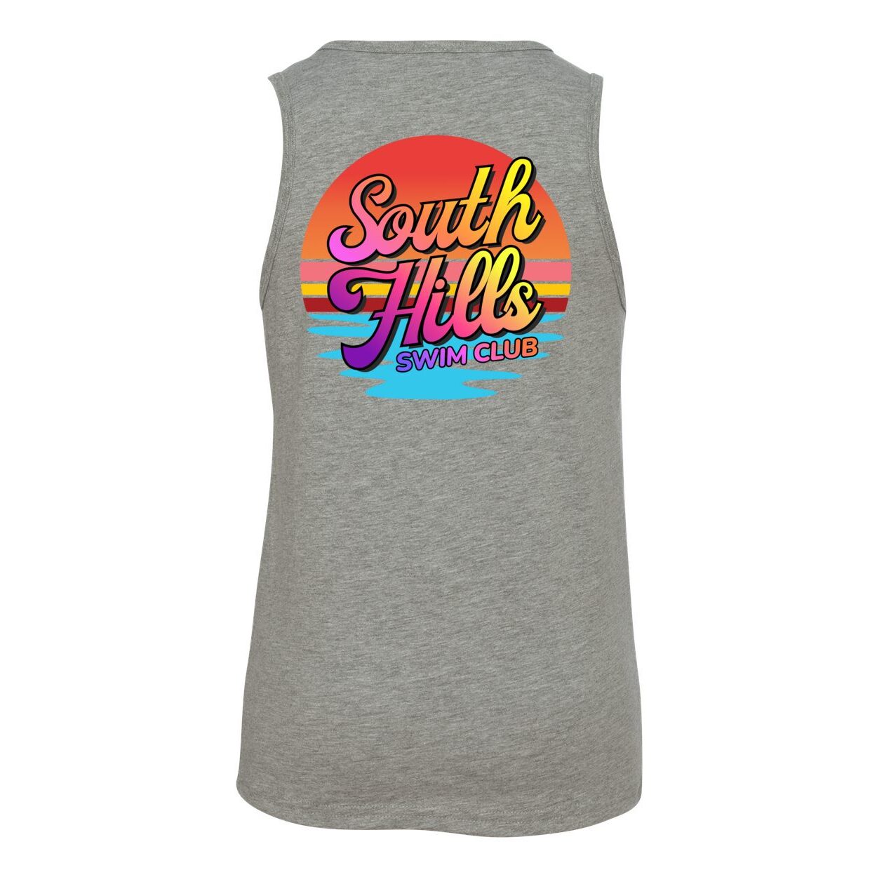 Youth South Hills Swim Club Sunset Script Graphic Tank