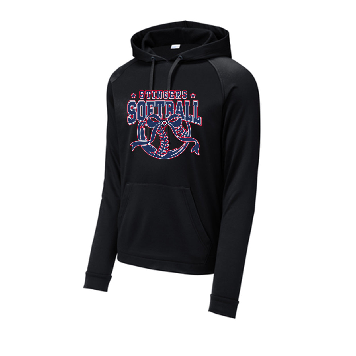 Adult Unisex Stingers Softball Spirit Bow Graphic Sport-Tek® Re-Compete Fleece Pullover Performanc Hoodie