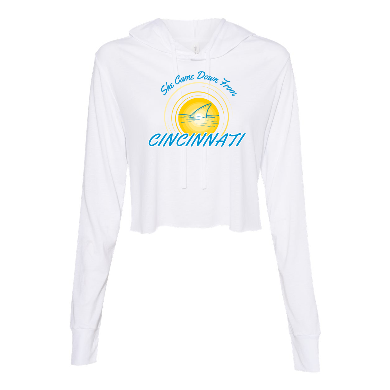 Women's Cincinnati Girl Graphic Super Soft Long Sleeve Cropped Hooded Tee