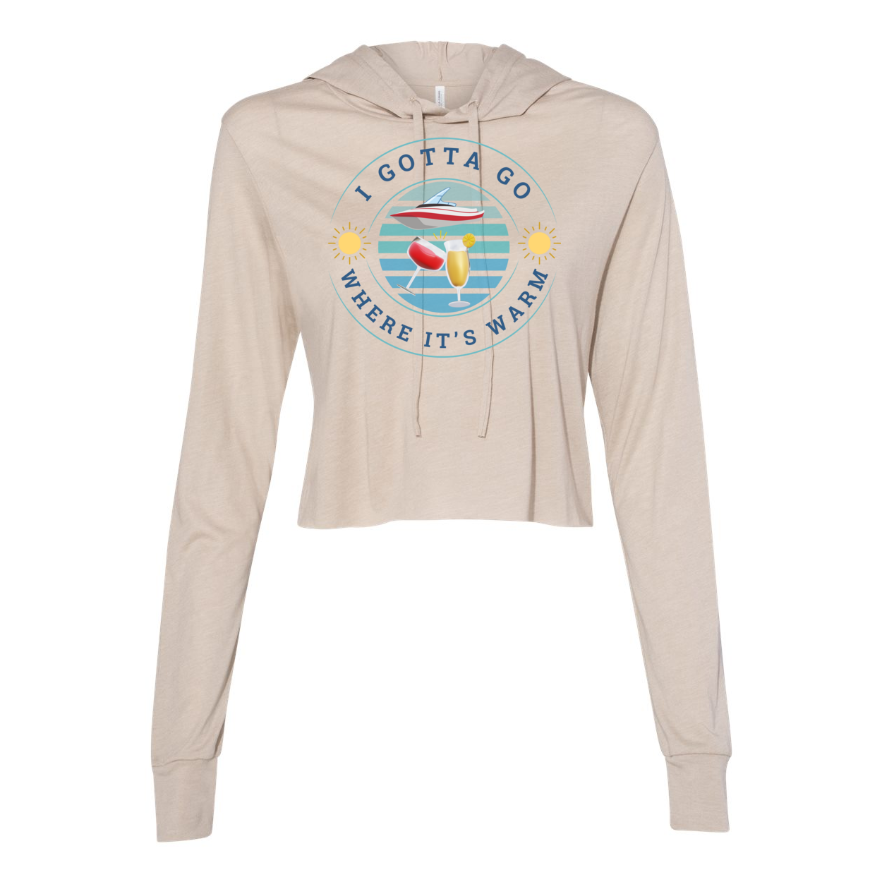 Women's I Gotta Go Where It's Warm Graphic Super Soft Long Sleeve Cropped Hooded Tee