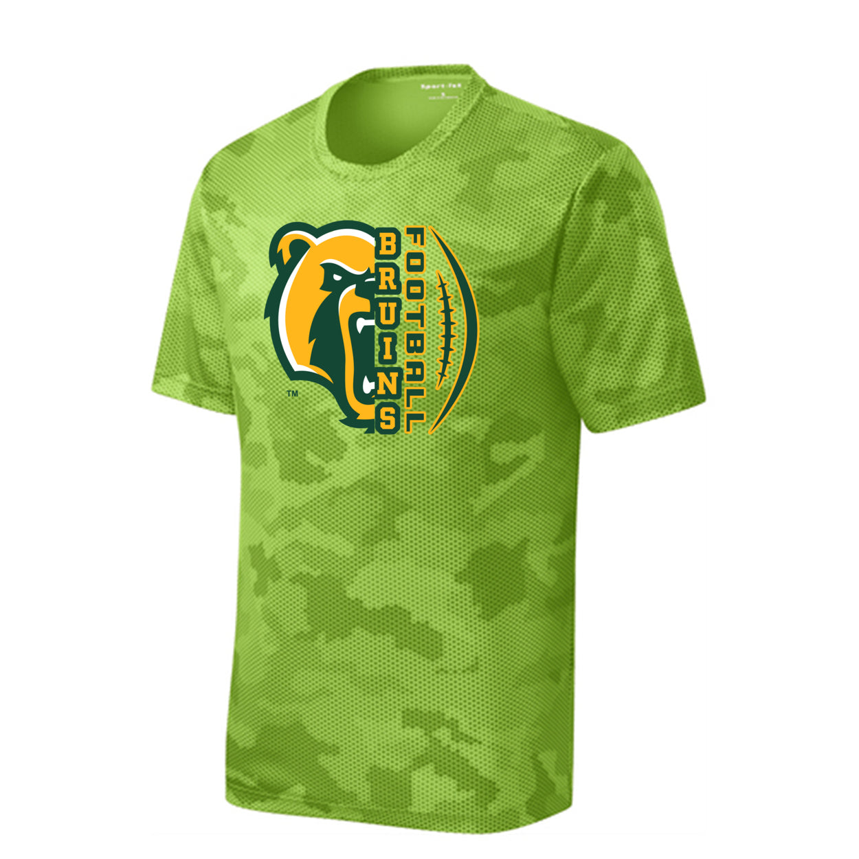 Youth Epic Bruin Football Graphic Short Sleeve Camo Competitor Performance Tee