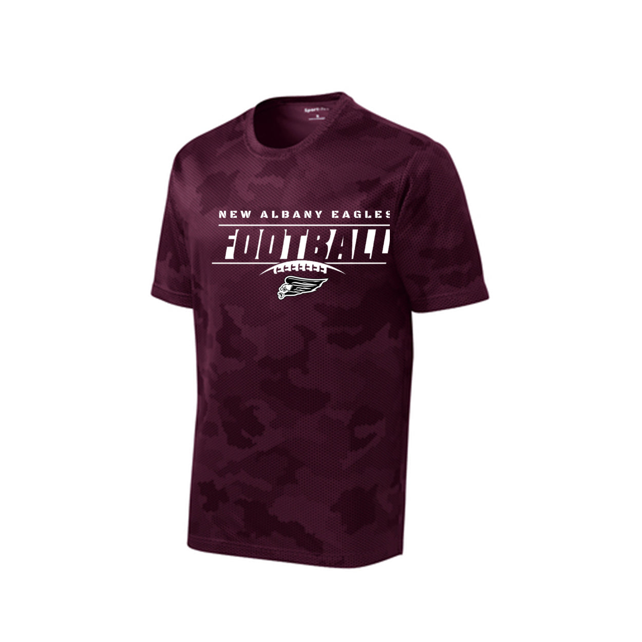 Men's New Albany Eagles Goal Line Graphic Short Sleeve Camo Competitor Performance Tee