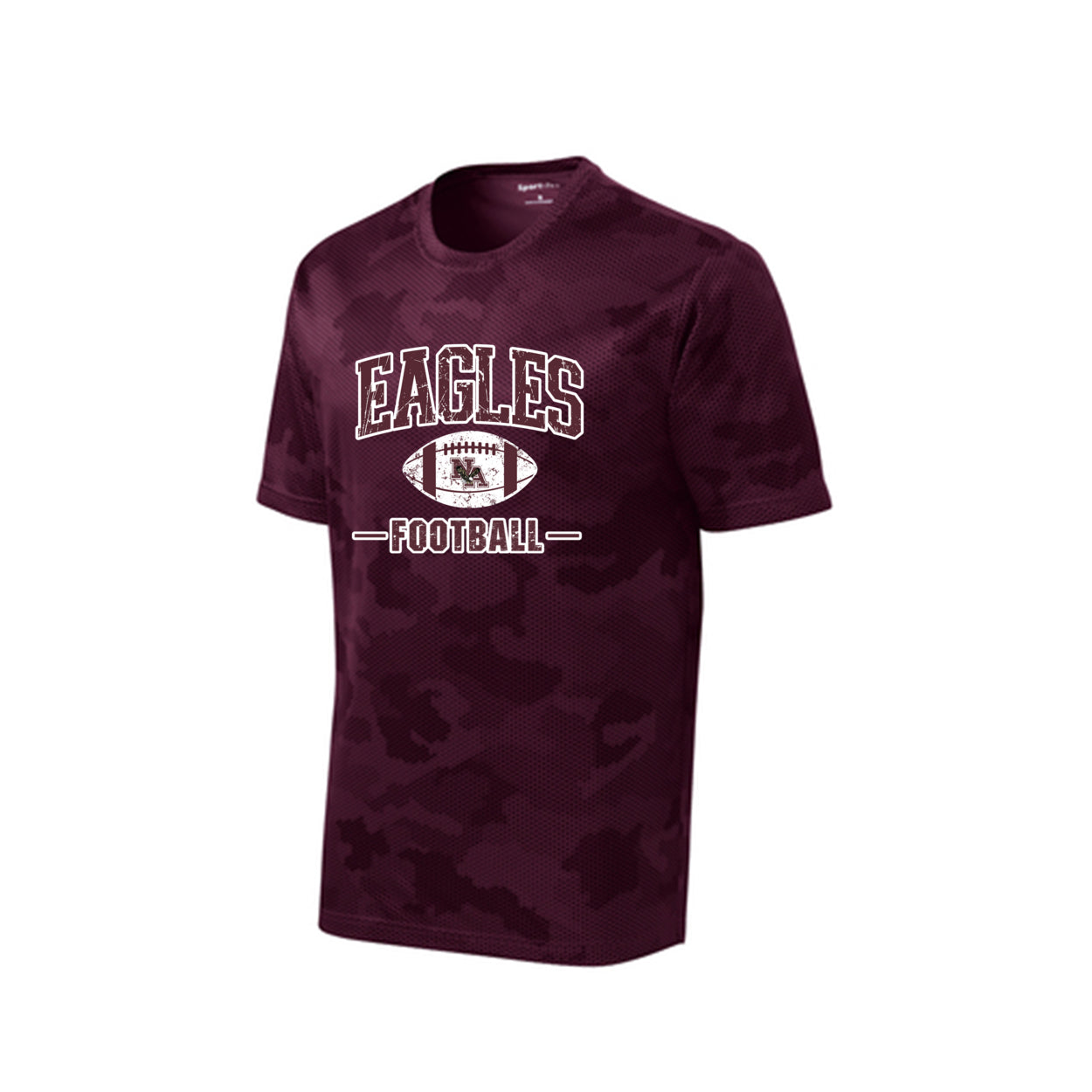Men's Eagles Football Vintage Distressed Graphic Short Sleeve Camo Competitor Performance Tee