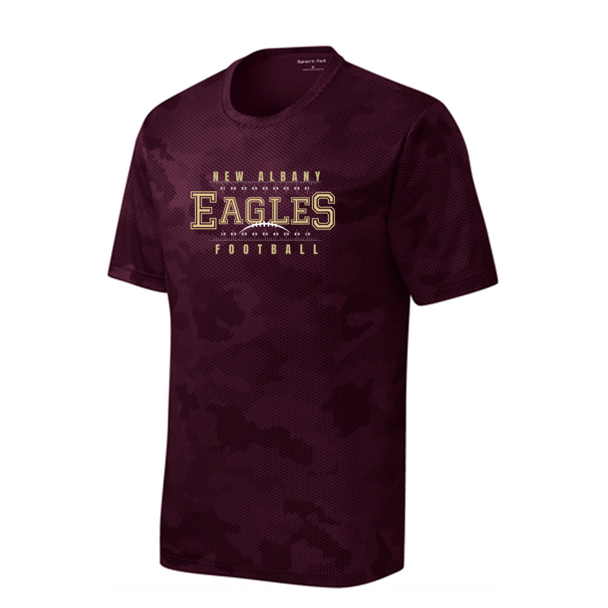 Youth New Albany Football Defend the Field Graphic Short Sleeve Camo Competitor Performance Tee