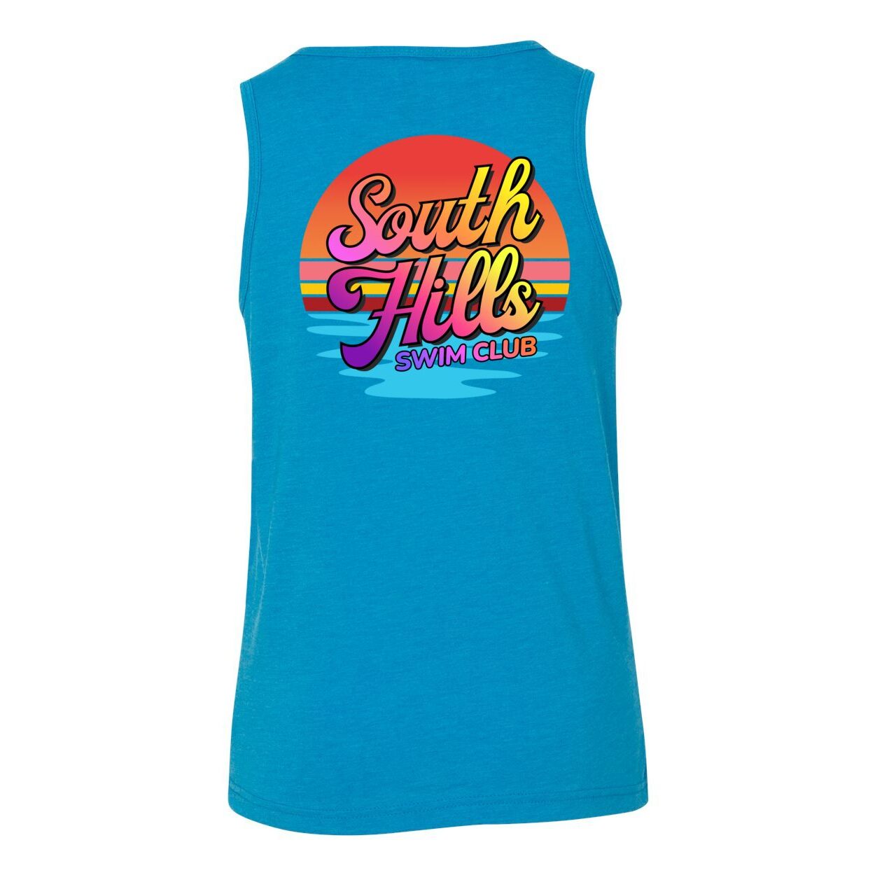 Youth South Hills Swim Club Sunset Script Graphic Tank