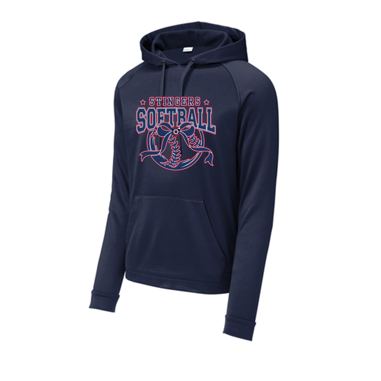 Adult Unisex Stingers Softball Spirit Bow Graphic Sport-Tek® Re-Compete Fleece Pullover Performanc Hoodie