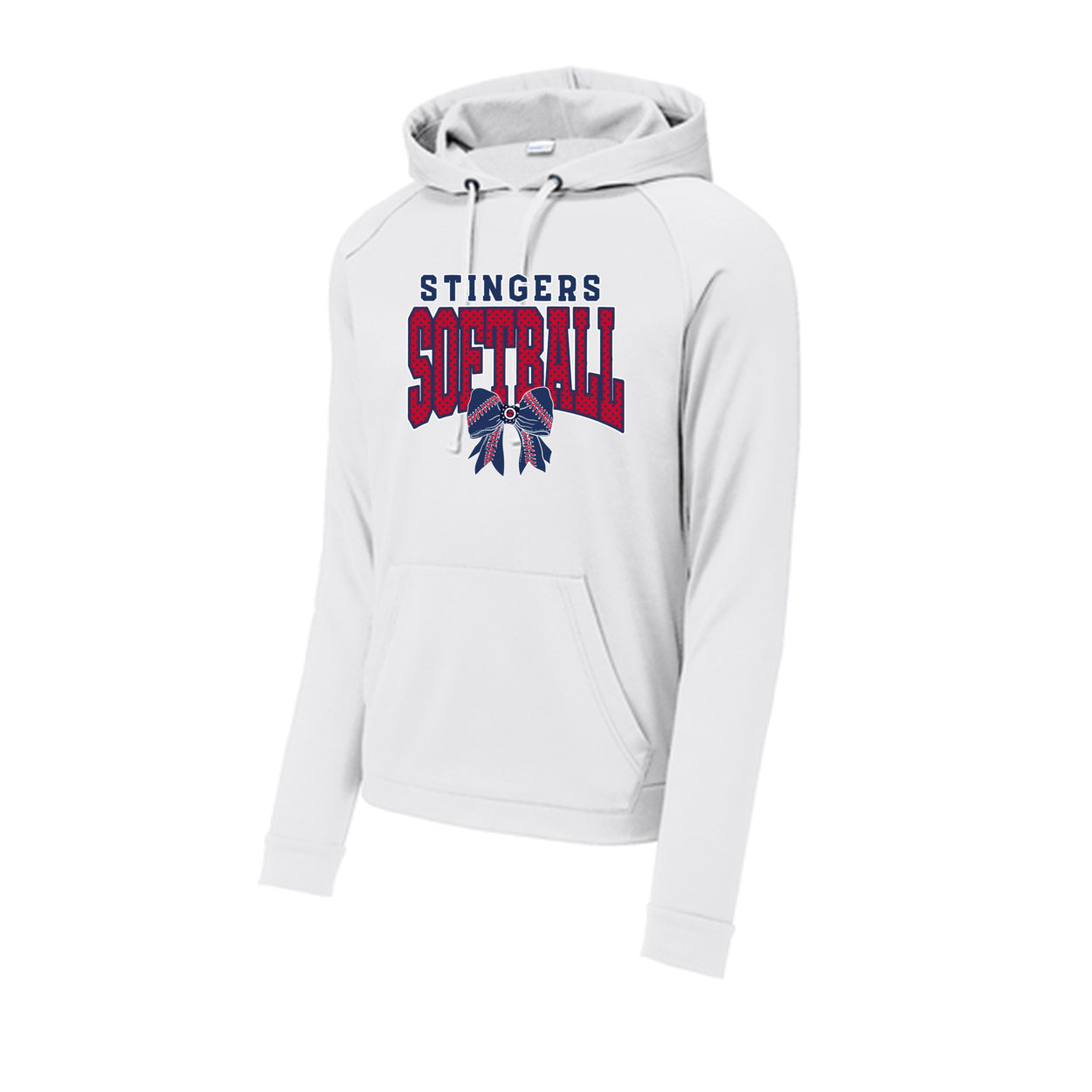 Adult Unisex Stingers Softball Stitched Bow Graphic Sport-Tek® Re-Compete Fleece Pullover Performanc Hoodie