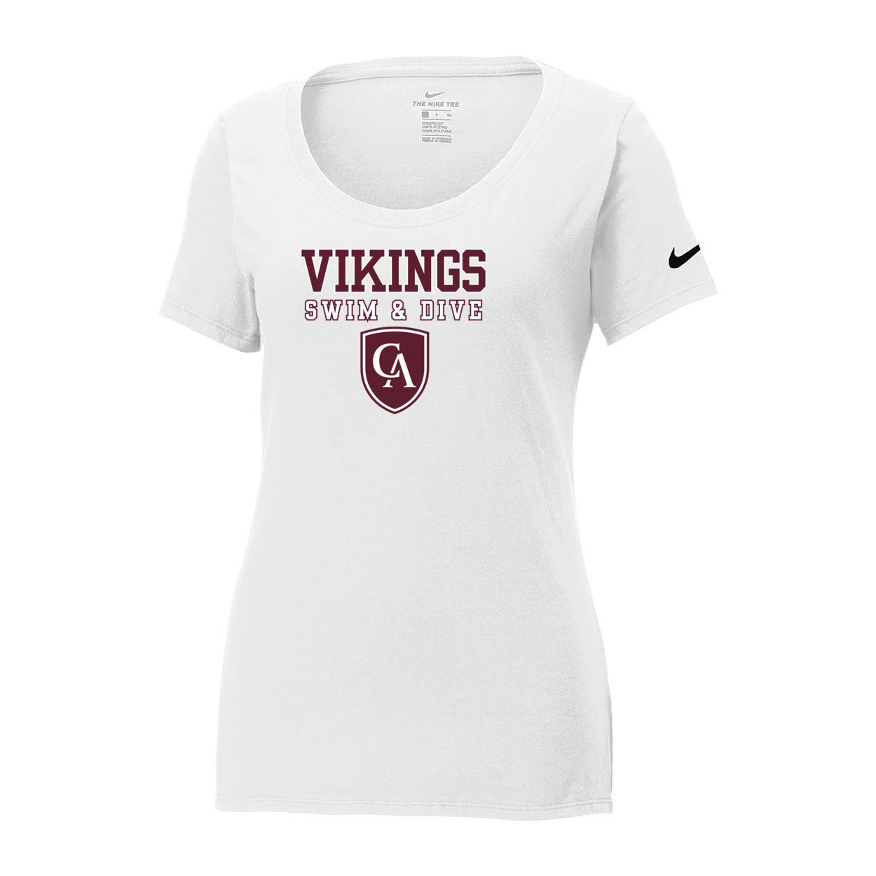 Women's Columbus Academy Vikings Swim & Dive Graphic Nike Core Cotton Scoop Neck Tee
