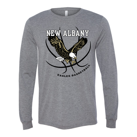 Adult Unisex Super Soft Basketball Long Sleeve Graphic Tee - New Albany Eagles