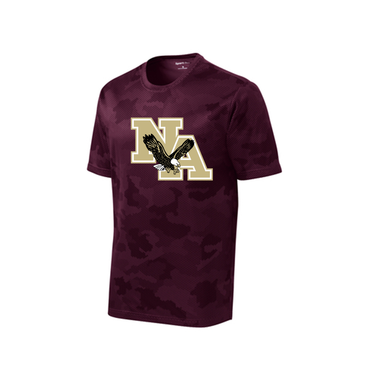 Print Melon Inc. Men's Camo Gold Logo Competitor Performance Short Sleeve Graphic Tee - New Albany Eagles 4XL / Maroon