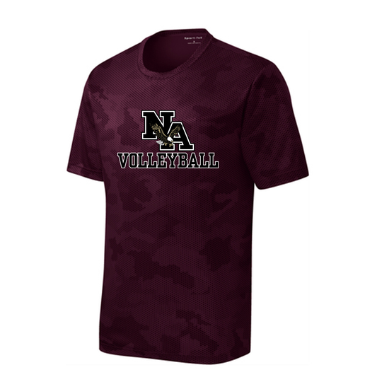 Youth Camo Volleyball Logo Competitor Performance Short Sleeve Graphic Tee - New Albany Eagles