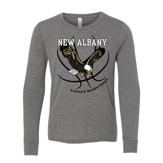 Youth Super Soft Basketball Long Sleeve Graphic Tee - New Albany Eagles