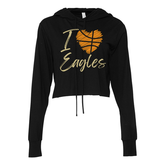 Women’s Super Soft Cropped Basketball Love Long Sleeve Hooded Tee - New Albany Eagles