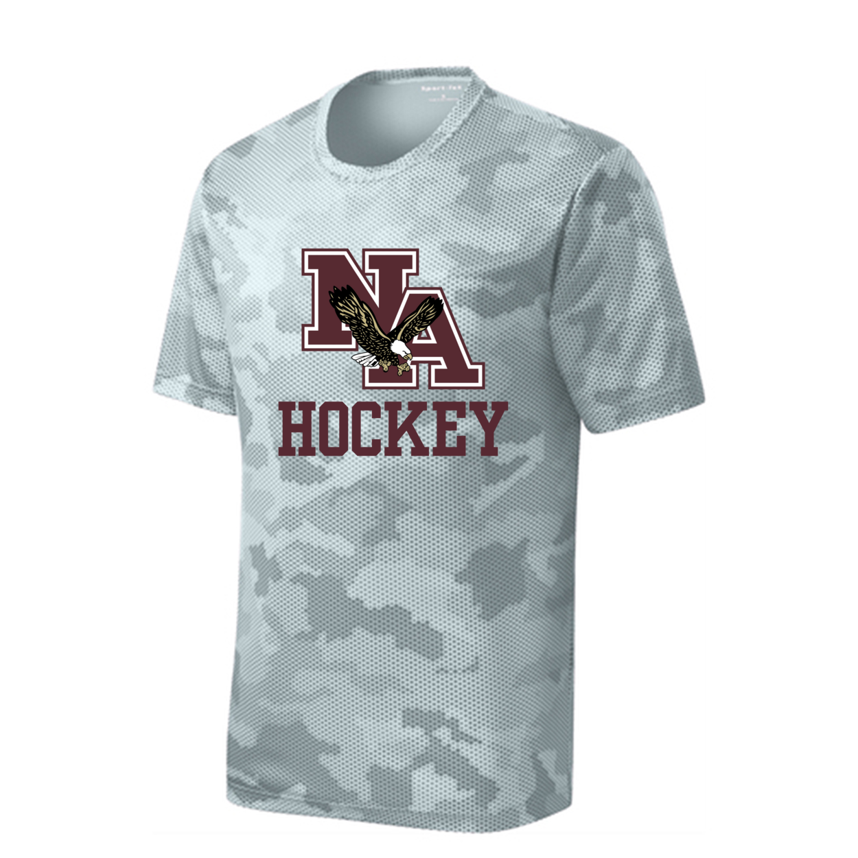 Youth Camo Hockey Logo Competitor Performance Short Sleeve Graphic Tee - New Albany Eagles