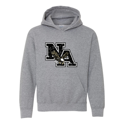 Youth Black Vintage Distressed Logo Graphic Hoodie