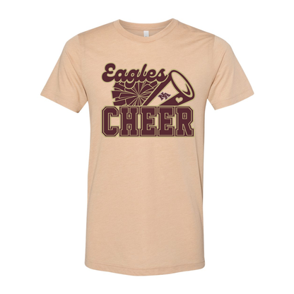 Adult Unisex Super Soft Megaphone Cheer Short Sleeve Graphic Tee - New Albany Eagles