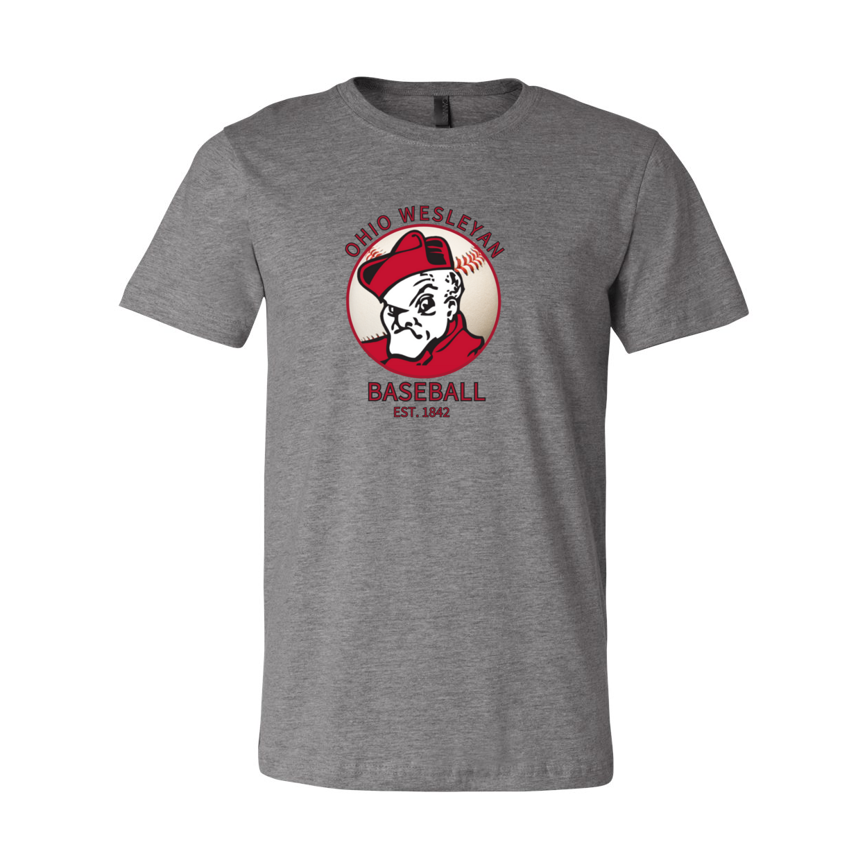 Adult Unisex 1842 Bishops Baseball Graphic Short Sleeve Soft Tee - Ohio Wesleyan University