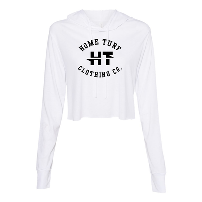 Women's Super Soft Home Turf Logo Long Sleeve Cropped Hooded Tee