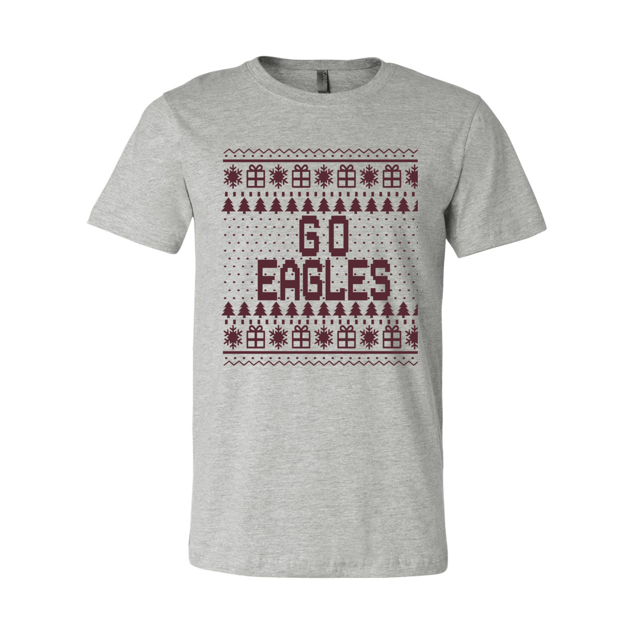 Adult Unisex Go Eagles Fairisle Holiday Graphic Short Sleeve Soft Tee