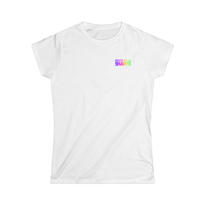 Women's South Hills Swim Team Neon Rainbow Graphic Short Sleeve Gildan Softstyle Tee