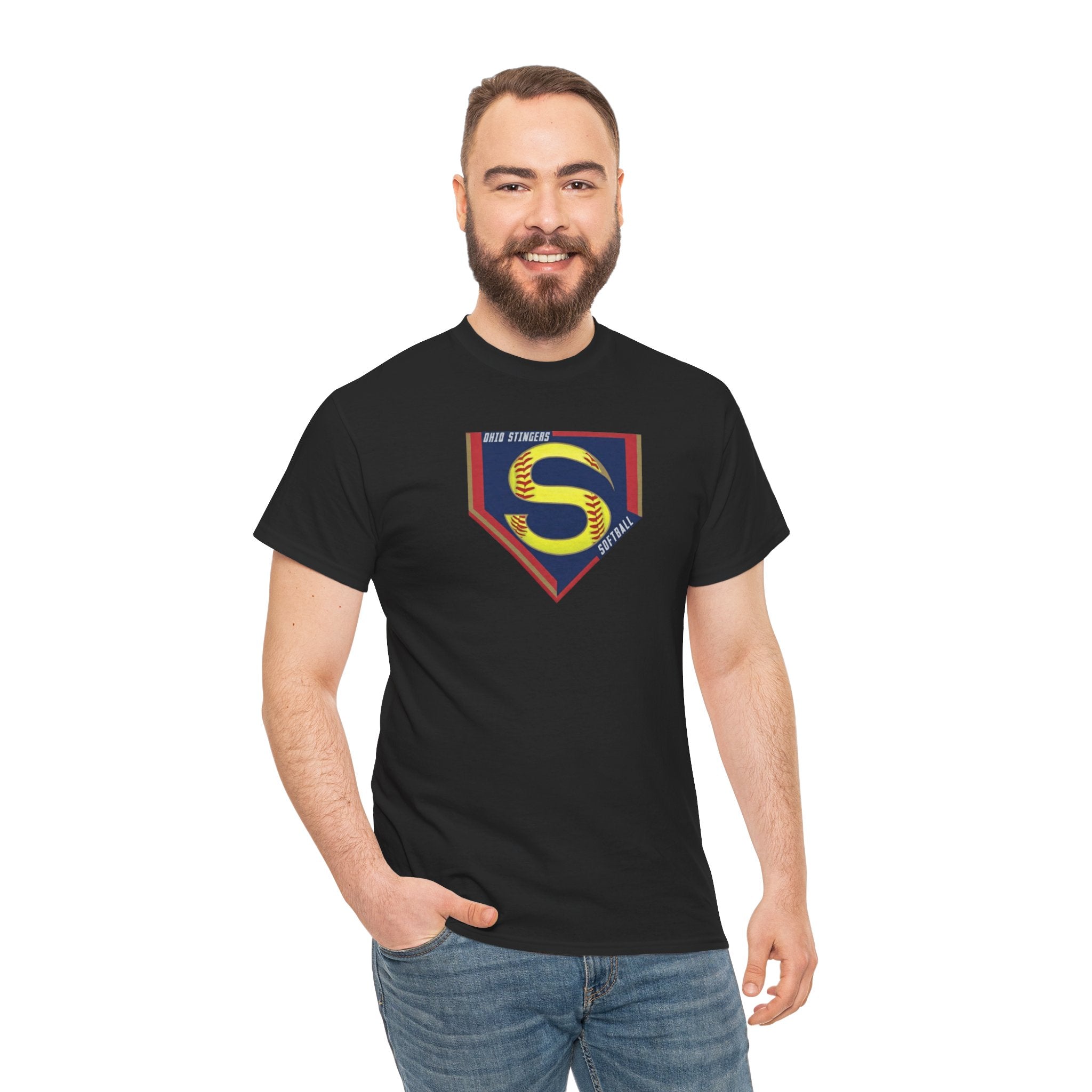 Adult Unisex Stingers Softball Logo Graphic Short Sleeve Gildan Heavy Tee
