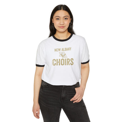 Adult Unisex Vintage Distressed New Albany Choirs Graphic Short Sleeve Ringer Tee