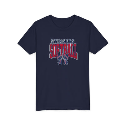 Youth Stingers Softball Stitched Bow Graphic Short Sleeve Bella + Canvas Soft Tee