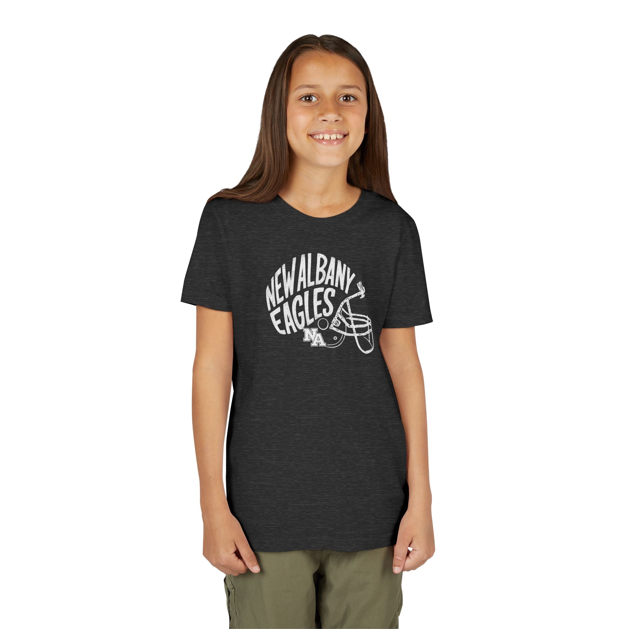 Youth New Albany Vintage Vibes Football Helmet Graphic Short Sleeve Bella + Canvas Soft Tee