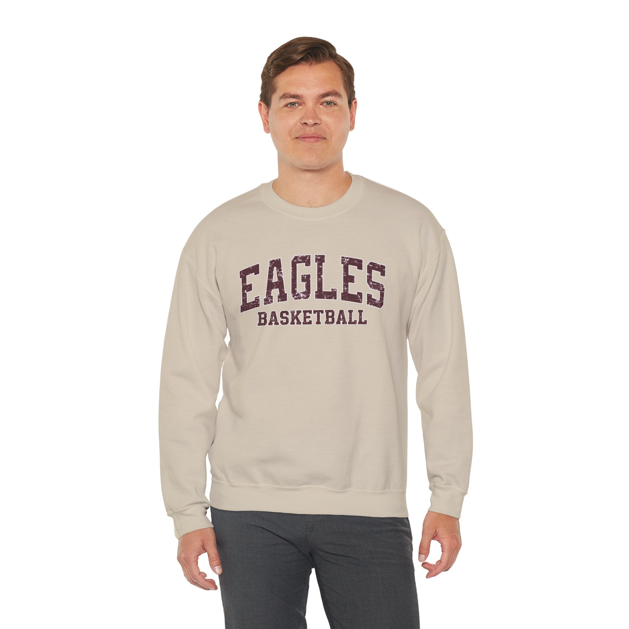 Adult Unisex Eagles Basketball Distressed Graphic Sweatshirt