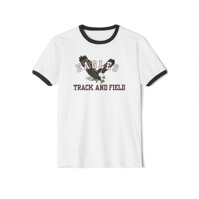 Adult Unisex Flying Track and Field Eagle Graphic Short Sleeve Ringer Tee