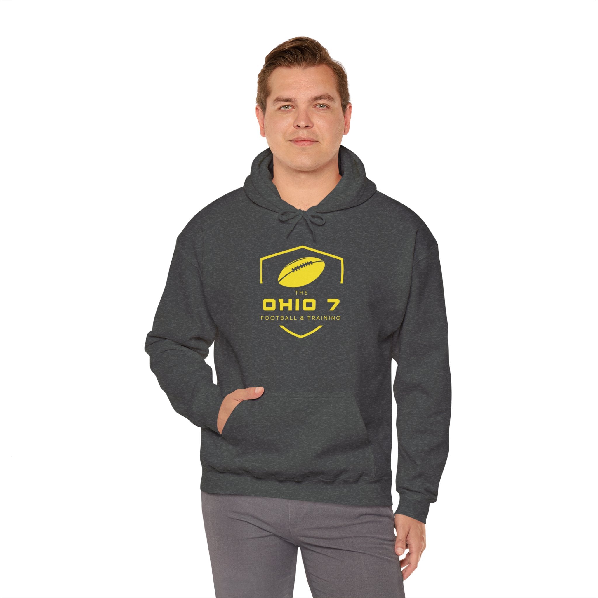 Adult Unisex The Ohio 7 Yellow Logo Gildan Heavy Blend Hoodie