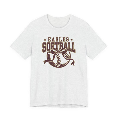 Adult Unisex New Albany Eagles Softball Spirit Bow Graphic Short Sleeve Soft Tee