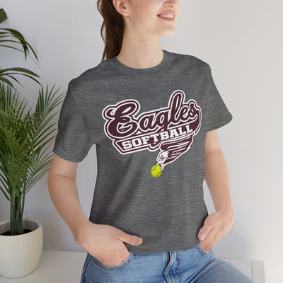 Adult Unisex Sporty Script Softball Eagles Graphic Short Sleeve Soft Tee