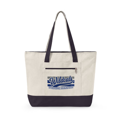 Overbrook Elementary Wildcats Vintage Distressed Spirit Graphic Zippered Canvas Tote